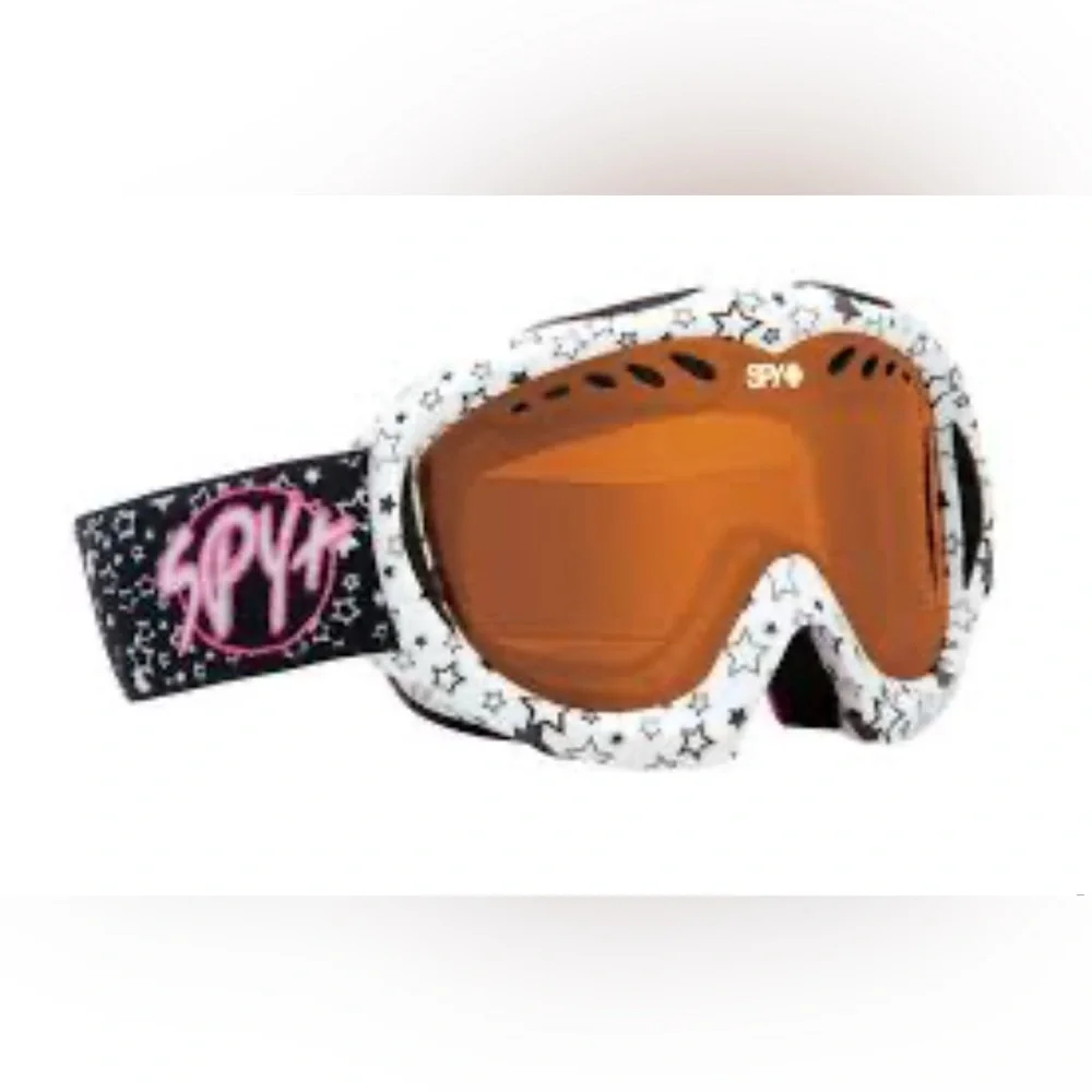 ❄️ Spy Targa Snow Goggles – White, Black & Pink Star Pattern ❄️  Youth Mini